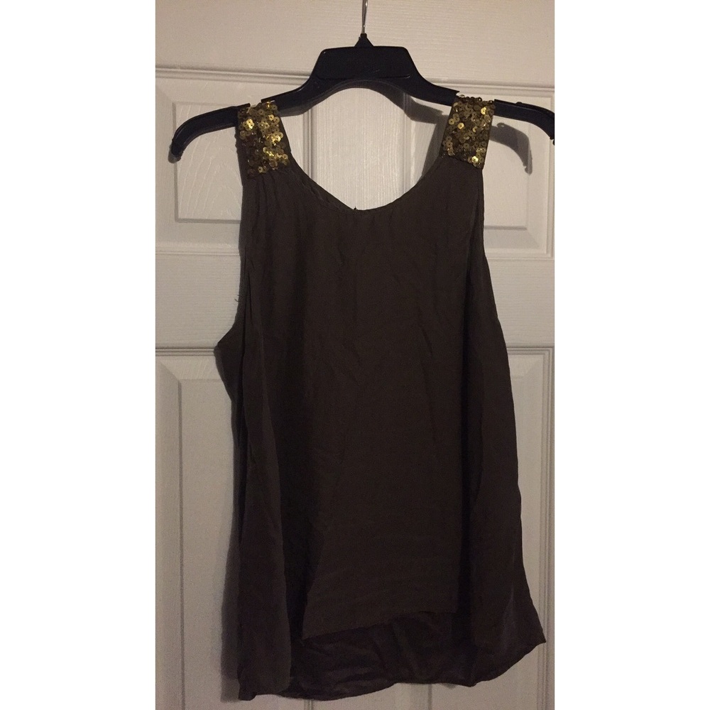 Olive green sequin top